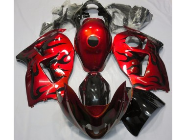 1997-2007 Red & Black Flame Suzuki GSXR 1300 Motorcycle Fairing UK