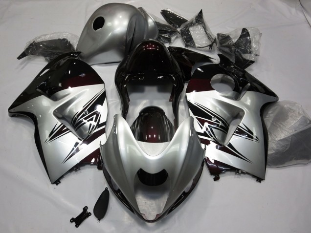 1997-2007 Silver and Dark Red Suzuki GSXR 1300 Motorcycle Fairing UK