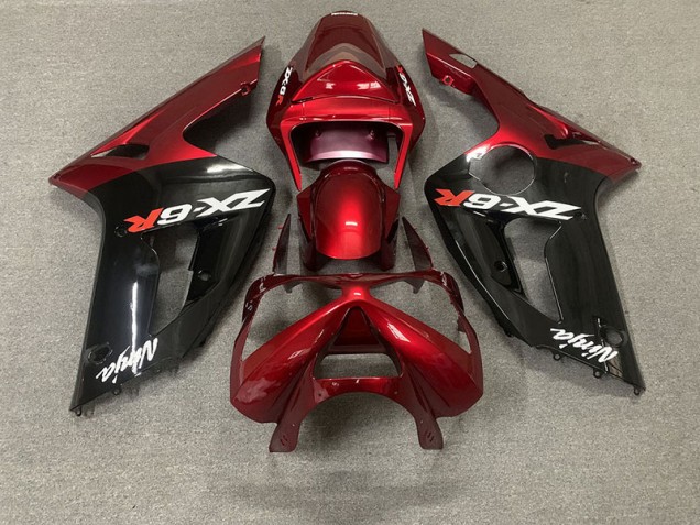 2003-2004 Gloss Red and Black Kawasaki ZX6R Motorcycle Fairing UK 2003-2004 Gloss Red and Black Kawasaki ZX6R Motorcycle Fairing UK