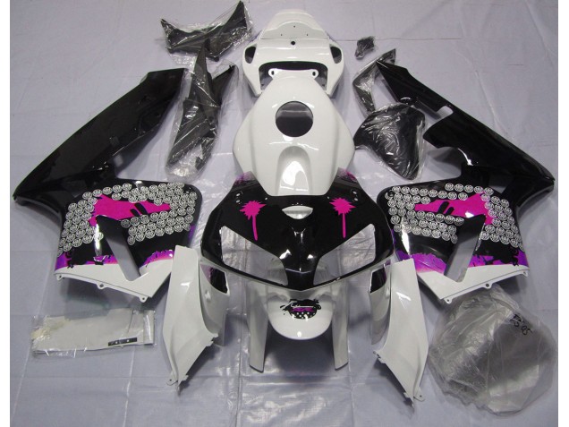 2005-2006 Pink Splatter on Gloss Black Honda CBR600RR Motorcycle Fairing UK