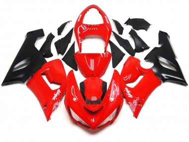 2005-2006 Plain Gloss Red White Decals Kawasaki ZX6R Motorcycle Fairing UK
