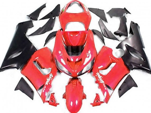 2005-2006 Red and Matte Black Kawasaki ZX6R Motorcycle Fairing UK 2005-2006 Red and Matte Black Kawasaki ZX6R Motorcycle Fairing UK
