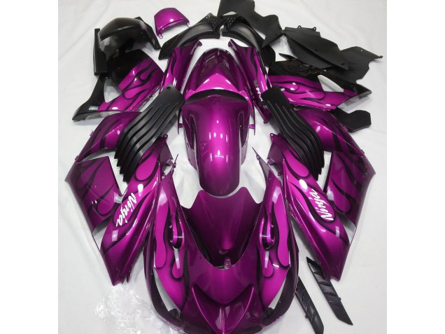 2006-2011 Gloss Pink & Flame Kawasaki ZX14R Motorcycle Fairing UK 2006-2011 Gloss Pink & Flame Kawasaki ZX14R Motorcycle Fairing UK