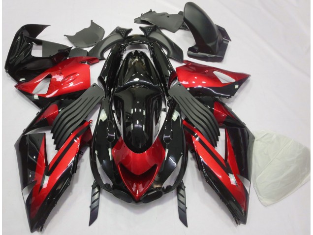 2006-2011 Gloss Red and Black Plain Kawasaki ZX14R Motorcycle Fairing UK