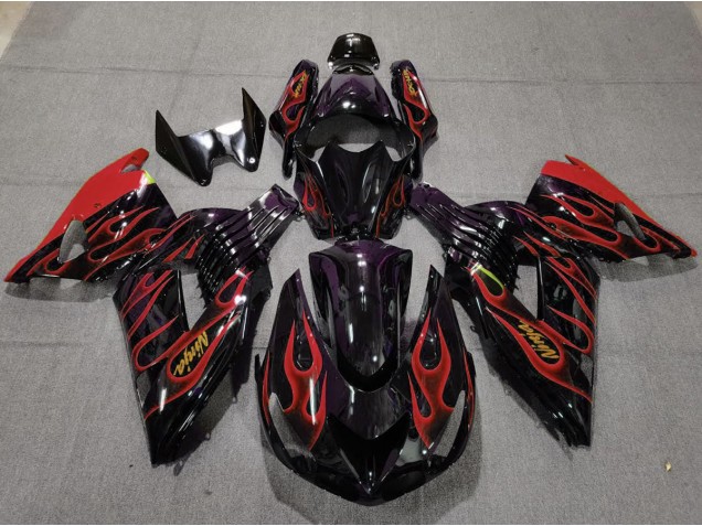 2006-2011 Red Flame Kawasaki ZX14R Motorcycle Fairing UK 2006-2011 Red Flame Kawasaki ZX14R Motorcycle Fairing UK