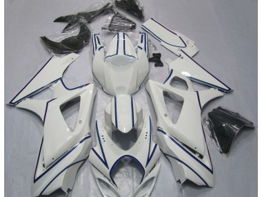 2007-2008 Gloss White Blue Pin Stripe Suzuki GSXR 1000 Motorcycle Fairing UK