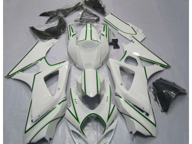 2007-2008 Gloss White Green Pin Stripe Suzuki GSXR 1000 Motorcycle Fairing UK