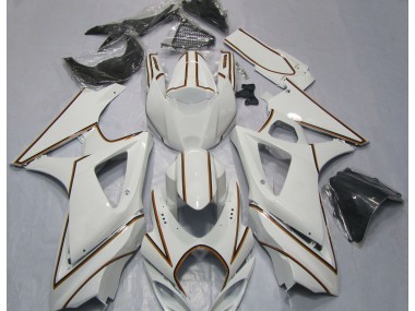 2007-2008 Gloss White Orange Pin Stripe Suzuki GSXR 1000 Motorcycle Fairing UK