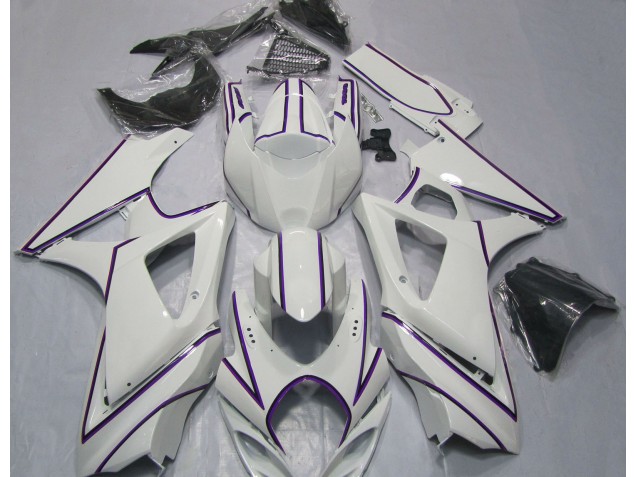 2007-2008 Gloss White Purple Pin Stripe Suzuki GSXR 1000 Motorcycle Fairing UK