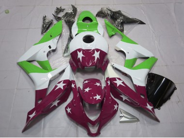 2007-2008 Green and Maroon Stars and Stripes Honda CBR600RR Motorcycle Fairing UK