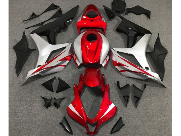 2007-2008 Red and Silver OEM Style Honda CBR600RR Motorcycle Fairing UK