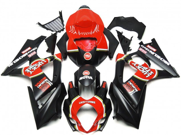 2007-2008 Vibrant Matte Black Custom Lucky Strike Suzuki GSXR 1000 Motorcycle Fairing UK 2007-2008 Vibrant Matte Black Custom Lucky Strike Suzuki GSXR 1000 Motorcycle Fairing UK