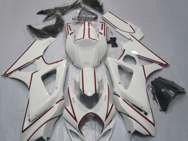 2007-2008 White with Red Pin Stripe Suzuki GSXR 1000 Motorcycle Fairing UK