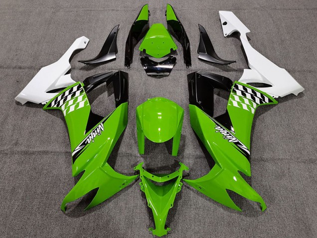 2008-2010 Green and White Cheq Kawasaki ZX10R Motorcycle Fairing UK