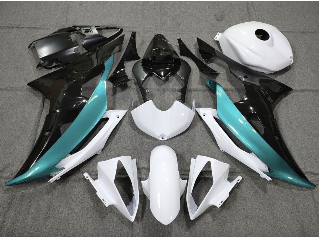 2008-2016 Custom LightBlue Black and White Yamaha R6 Motorcycle Fairing UK