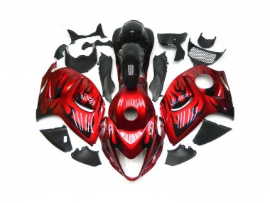 2008-2019 Vibrant Red with Black Flames Suzuki GSXR 1300 Motorcycle Fairing UK