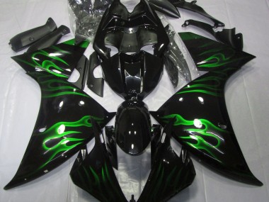 2009-2012 Black & Green Flame Yamaha R1 Motorcycle Fairing UK