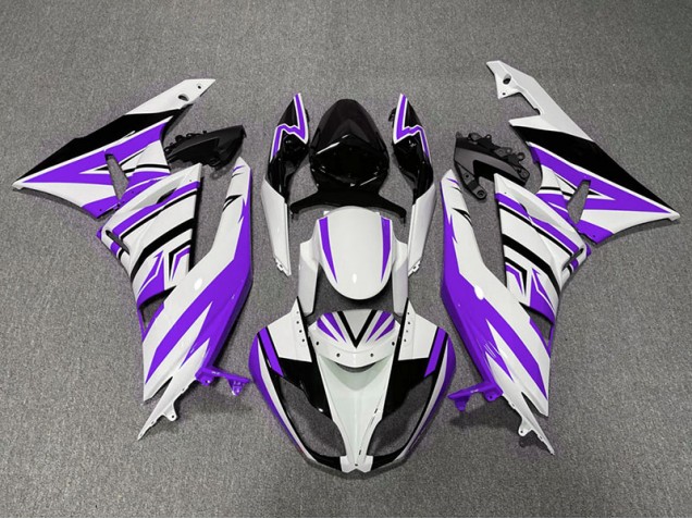 2009-2012 Purple White and Black Zag Kawasaki ZX6R Motorcycle Fairing UK 2009-2012 Purple White and Black Zag Kawasaki ZX6R Motorcycle Fairing UK
