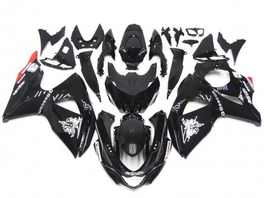 2009-2016 Solid Gloss Black Red style Suzuki GSXR 1000 Motorcycle Fairing UK