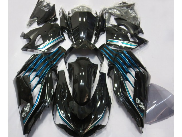 2012-2019 Gloss Black & Light Blue Kawasaki ZX14R Motorcycle Fairing UK 2012-2019 Gloss Black & Light Blue Kawasaki ZX14R Motorcycle Fairing UK
