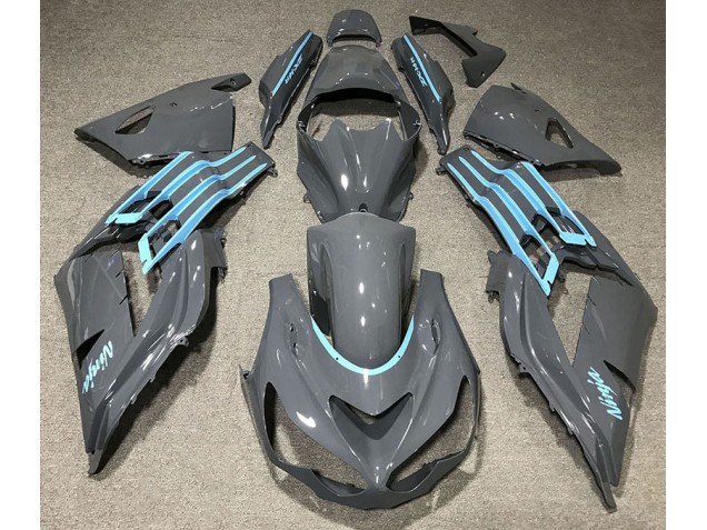 2012-2019 Gloss Grey & Light Blue Kawasaki ZX14R Motorcycle Fairing UK
