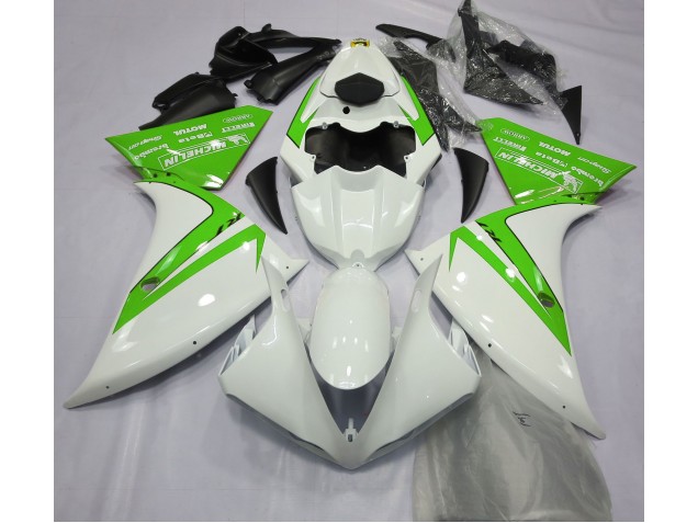 2013-2014 Gloss White and Green Yamaha R1 Motorcycle Fairing UK