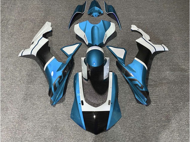 2015-2019 Light Blue & Carbon Fiber Accents Yamaha R1 Motorcycle Fairing UK