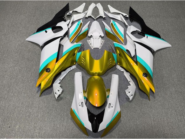 2017-2019 Gold and Light Blue Gloss Yamaha R6 Motorcycle Fairing UK 2017-2019 Gold and Light Blue Gloss Yamaha R6 Motorcycle Fairing UK